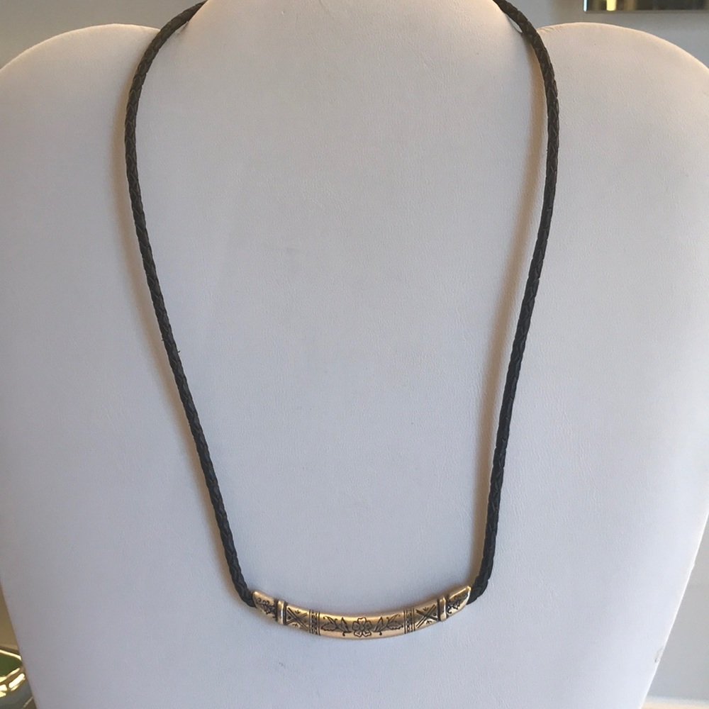 Brighton Silver Necklace on Black Leather